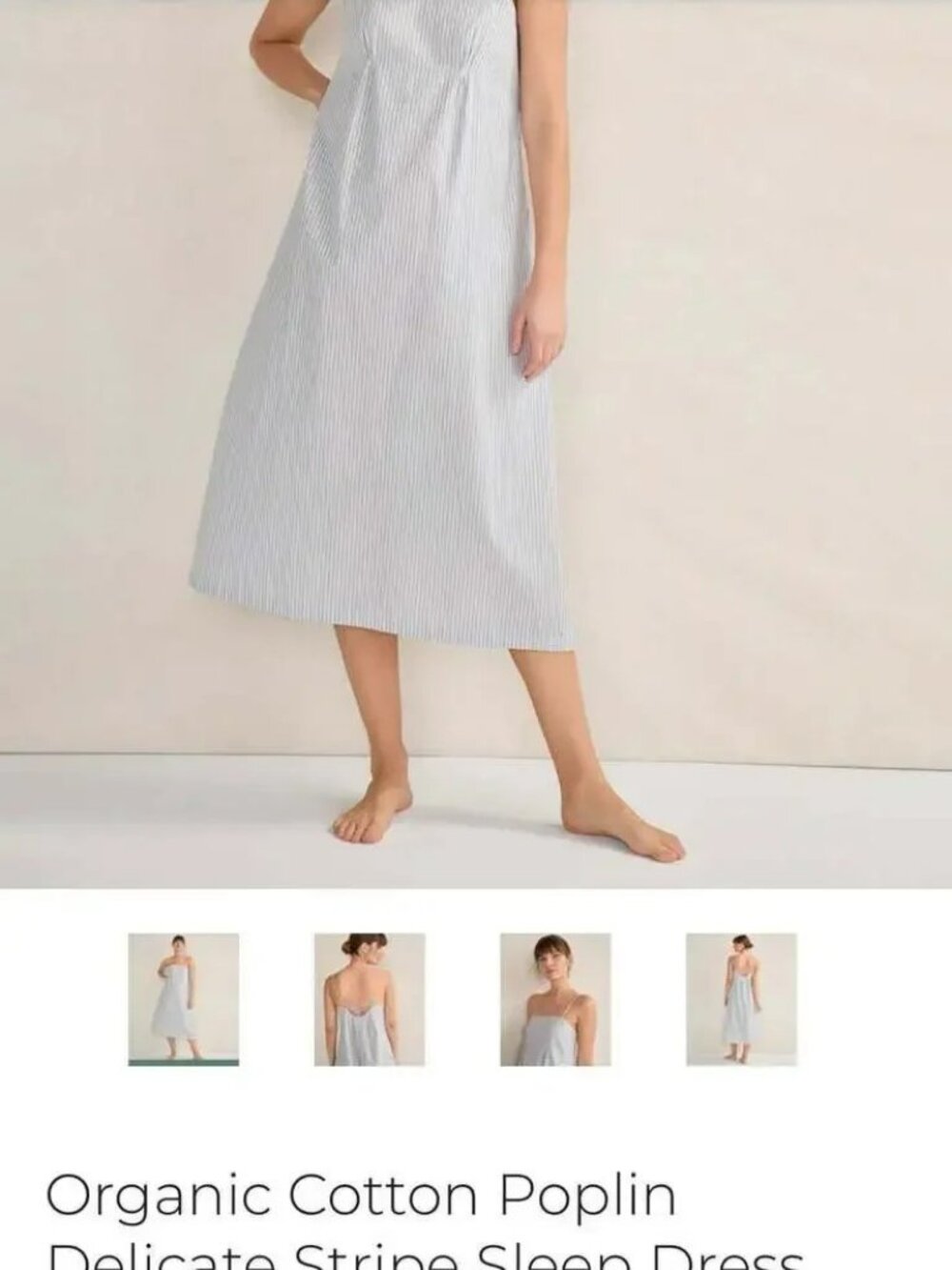 NWT Haven Well Within 100% Organic Cotton Poplin Delicate Striped Sleep Gown M - Picture 6 of 14